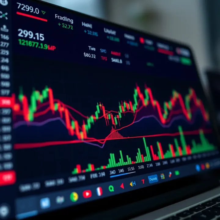 Graph showing real-time financial data and trading charts on a day trading platform interface