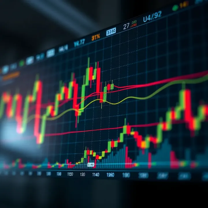 Graphical representation of candlestick chart analysis used in Forex day trading strategies