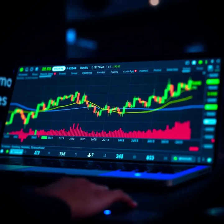 Graphical representation of a demo trading account interface showing charts and financial data