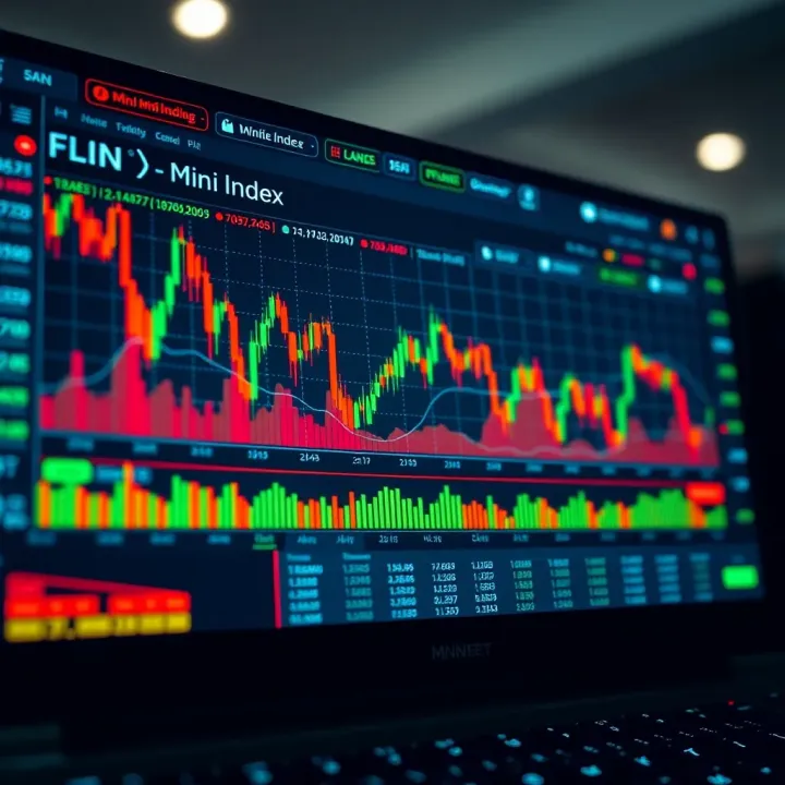 Overview of Mini Index Demo Account Trading Platform Graph showing trends and indicators on a futures trading platform for Mini Index demo account