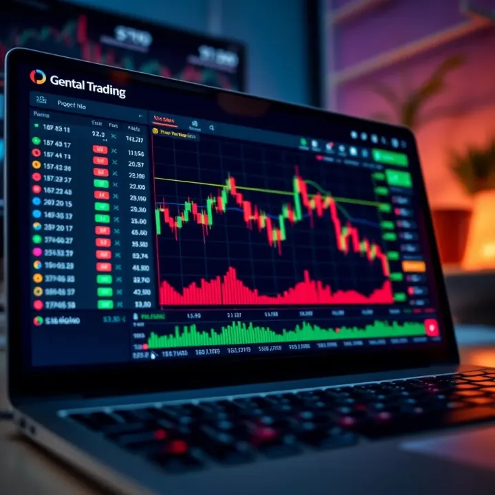 Demo Trading Account Dashboard with Real-Time Market Data Illustration of a digital trading platform displaying a demo account dashboard with charts and trading options