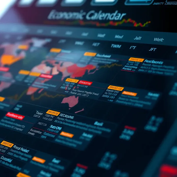 Calendar overview showing key economic events and indicators relevant to Brazil and global markets