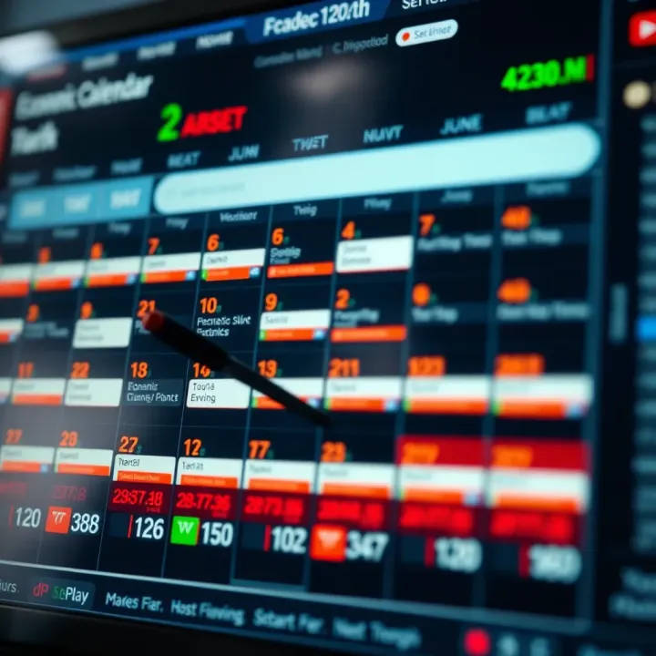 Calendar displaying key economic events influencing market trends