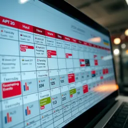 Calendar displaying various economic events and indicators for investment analysis