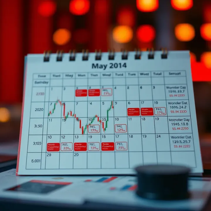 Illustration showing an economic calendar with key financial dates and market indicators