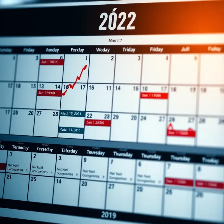 Calendar displaying key economic dates and events throughout the year
