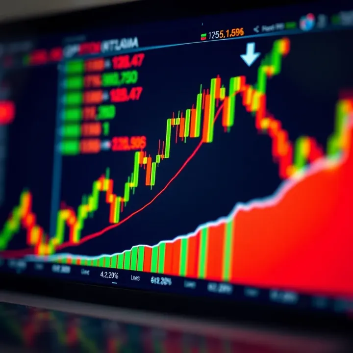Graph illustrating binary options trading strategies with upward and downward trends