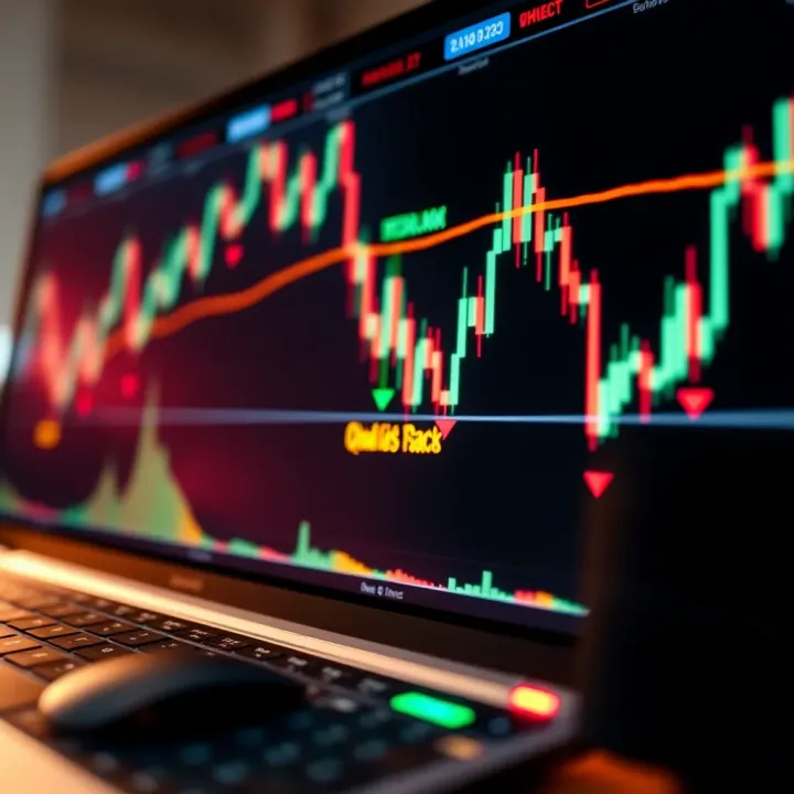 Graph depicting binary options trading trends with risk management indicators