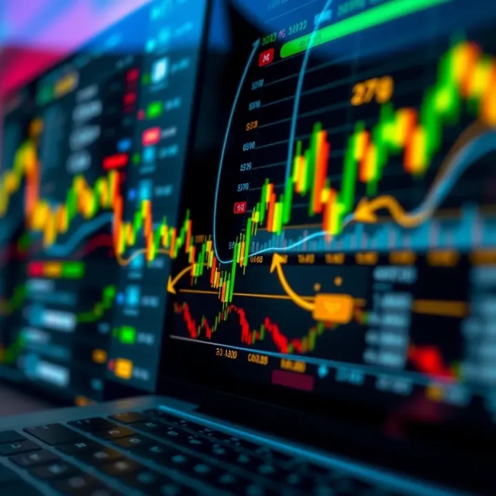 Automated Trade Replication in Forex Copy Trading Abstract representation of automated trade replication with arrows connecting trading accounts