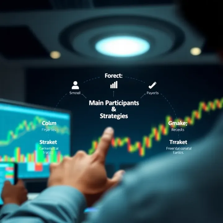 Diagram depicting main participants and strategies in the Forex market