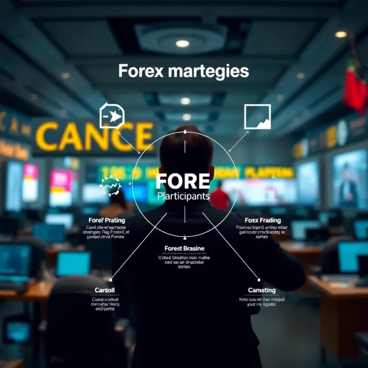 Key Participants and Common Strategies in Forex Market Conceptual diagram of forex market participants and trading strategies