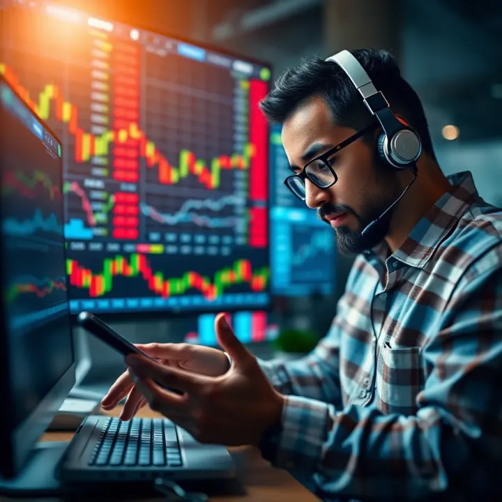 Trader analyzing economic data and market trends on a digital device for informed Forex decisions