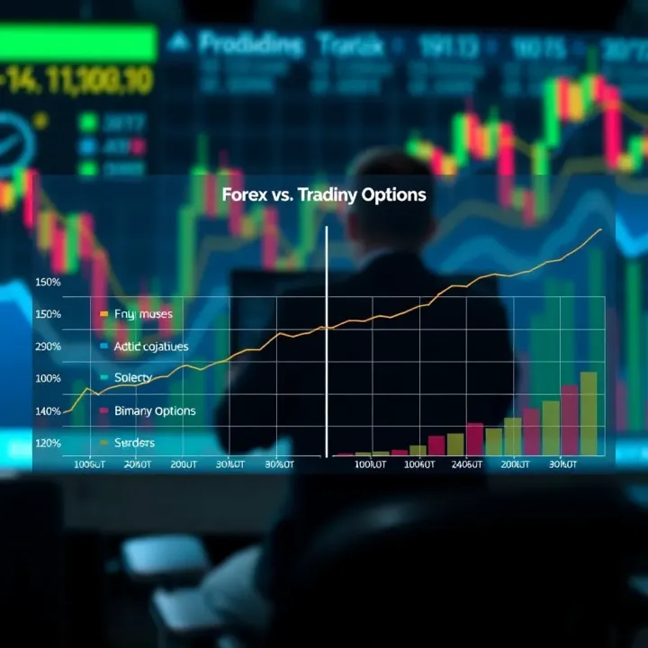 Graph showing comparison between Forex and Binary Options trading characteristics