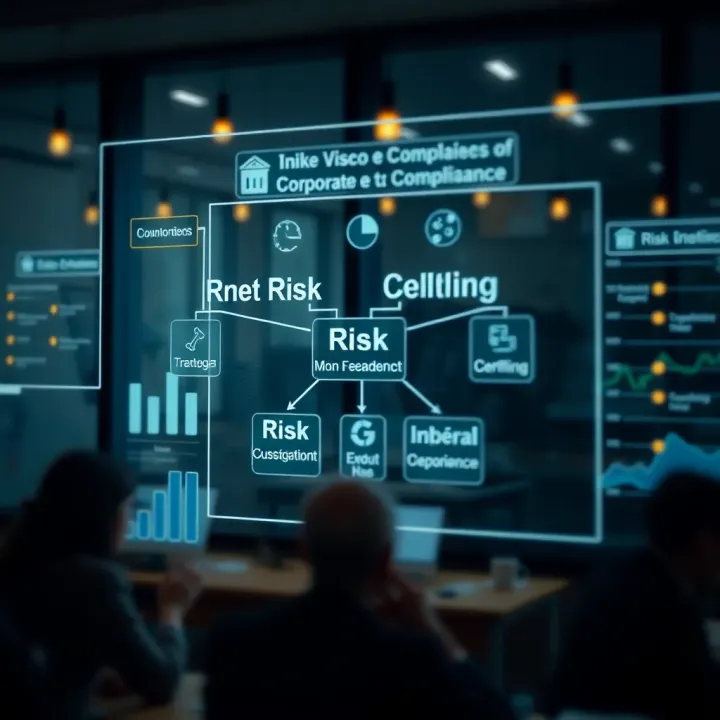 Diagram illustrating key components of risk management and compliance integration in corporate governance