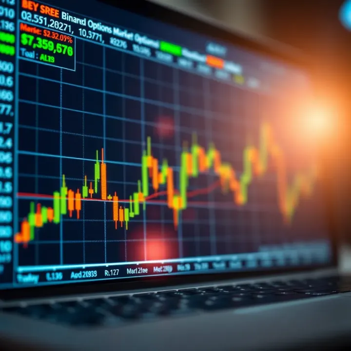 Graph showing binary options trading trends and market fluctuations