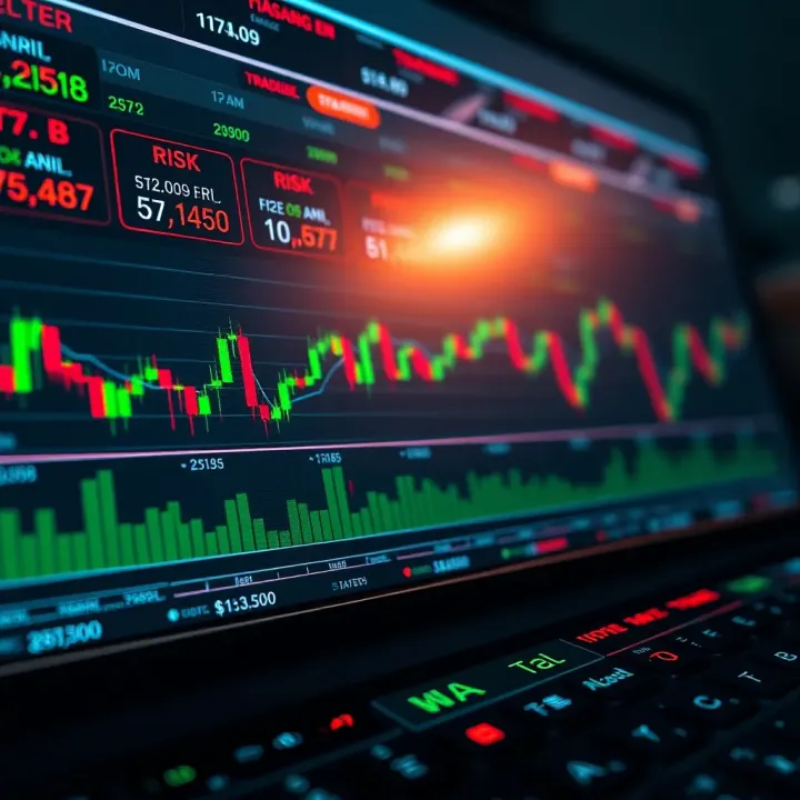 Trading platform interface showing risk management tools and strategy indicators