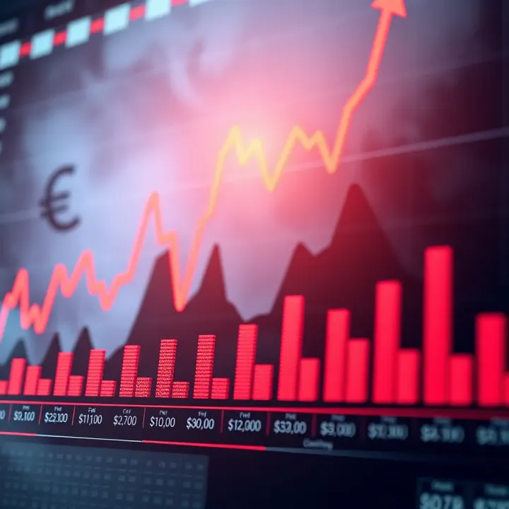 Key Economic Indicators Visualized Graph showing economic indicators with currency symbols and upward trend lines