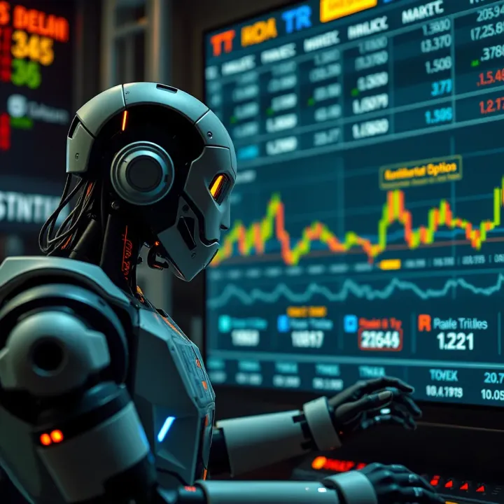 Diagram illustrating the operation of binary options trading robots analyzing market data