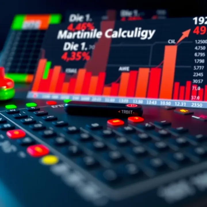 Diagram illustrating the Martingale strategy applied to binary options trading with financial growth indicators