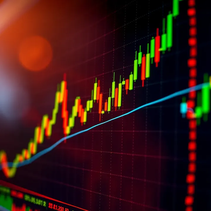 Graph showing technical indicators on a financial chart for binary options trading