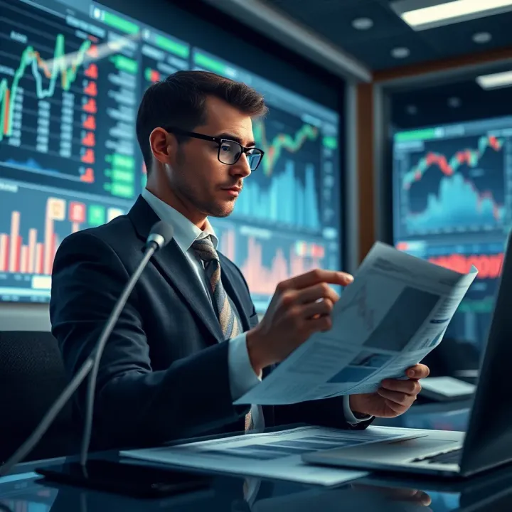Investor reviewing economic data charts to make informed decisions