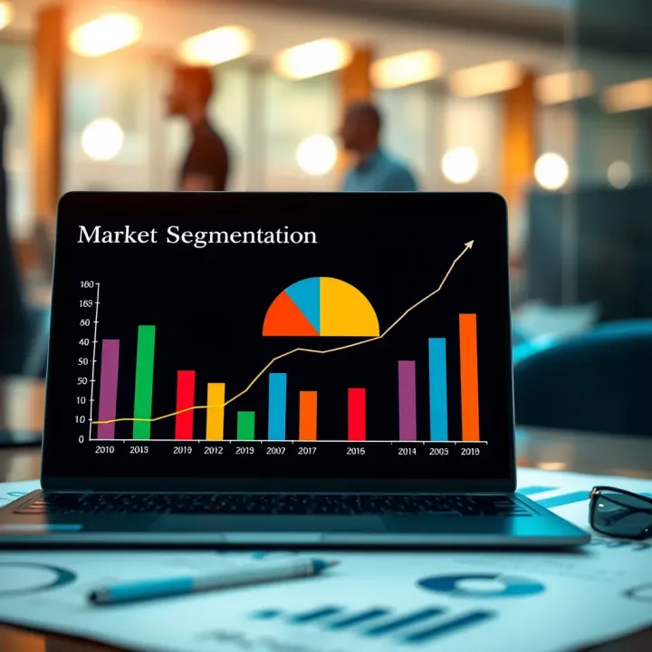 Visual Representation of Market Segmentation Techniques Graph depicting market segmentation with colorful sections representing different customer groups
