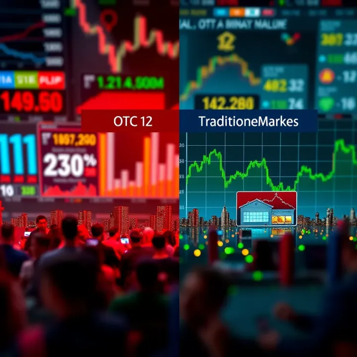 Visualization of contrast between OTC and traditional market environments highlighting key differences