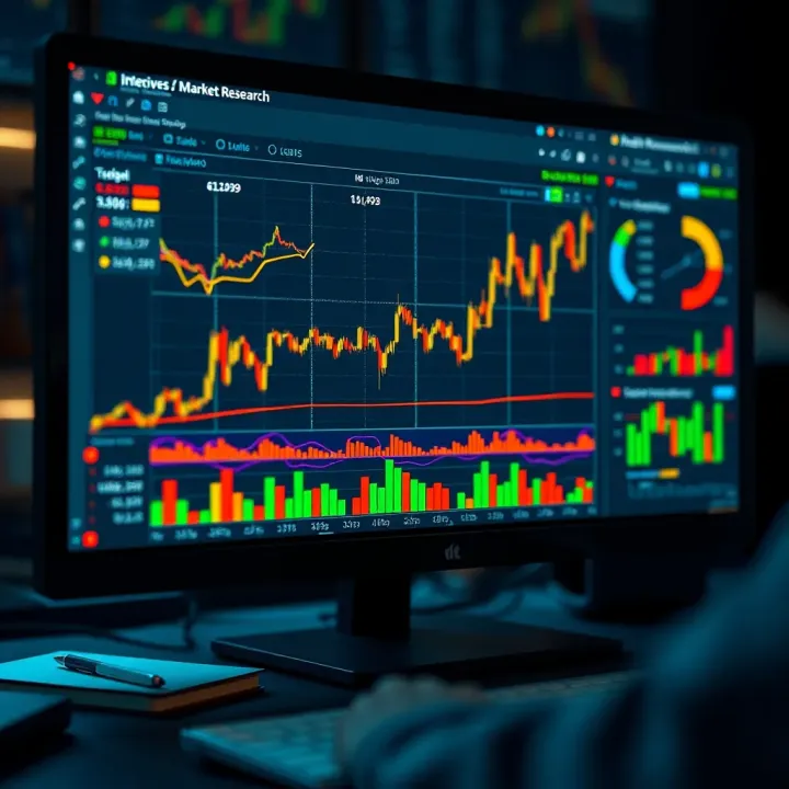 Detailed Market Research Data Analysis Detailed market research data analysis charts on a computer screen