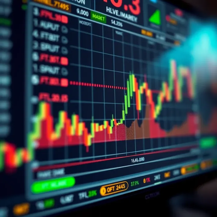 Graph showing binary options market trends with analysis indicators