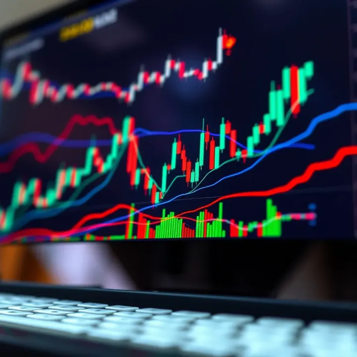 Graph illustrating price action movements with candlestick patterns and trend lines in financial market analysis