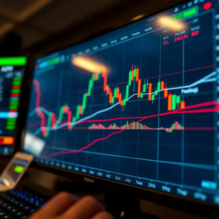 Trader's screen displaying various price action trading indicators and trend lines on financial chart