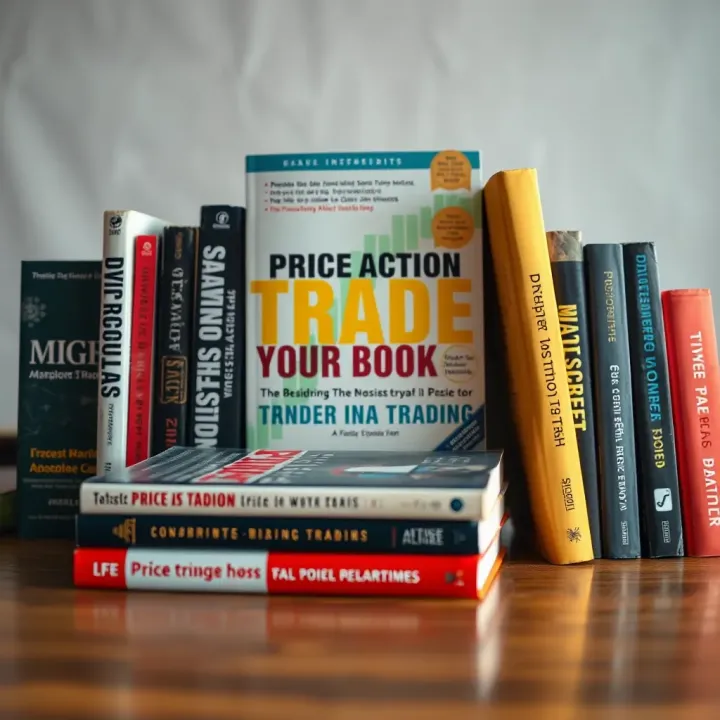 Collection of recommended books on price action trading featuring covers and titles