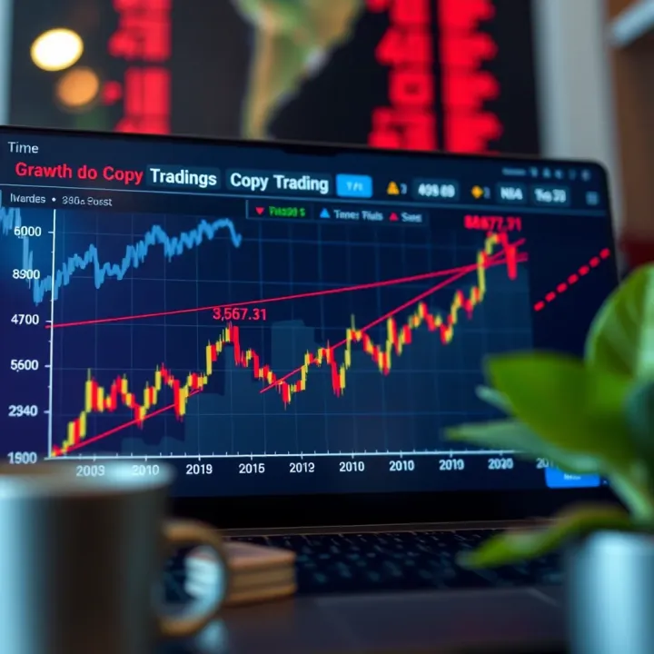 Growth and Variability in Copy Trading Investment Returns Graph illustrating the growth and fluctuations of copy trading investments over time