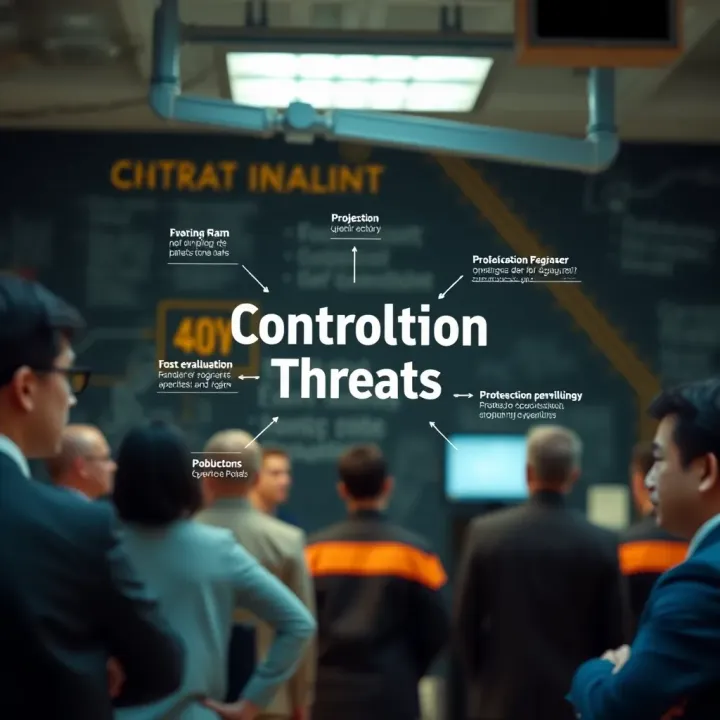 Conceptual graphic showing evaluation and control of threats to projects and organizations