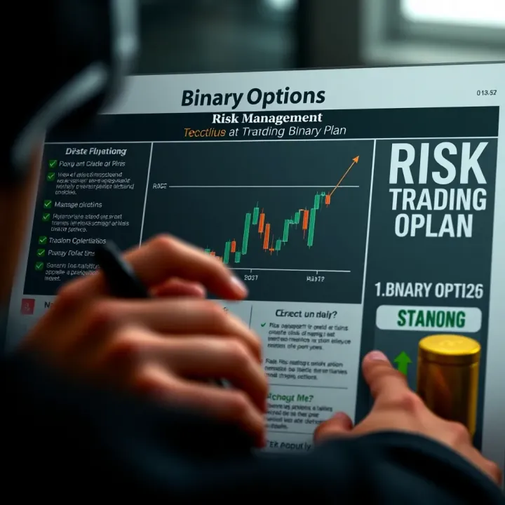 Diagram showing risk management techniques and trading plan components in binary options