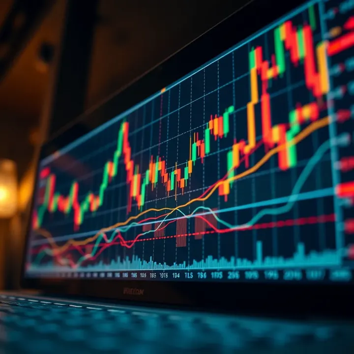 Illustration of price action candlestick chart showing market trends and key trading levels
