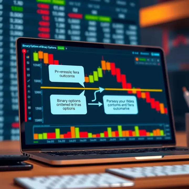 Diagram illustrating the concept of binary options showing two possible outcomes on a trading platform interface