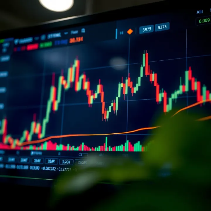 Graph showing fluctuating stock prices throughout a single trading day