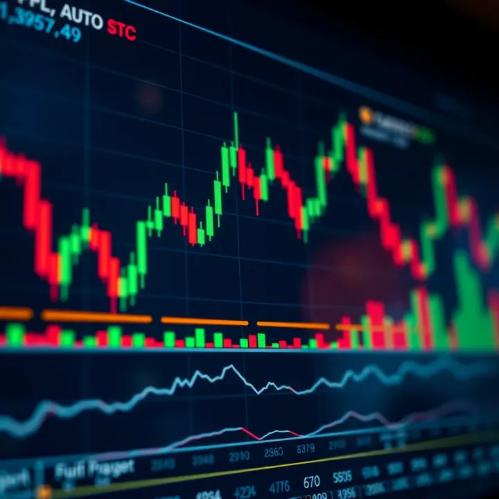Chart displaying price movements with candlestick patterns highlighting key points for trading analysis