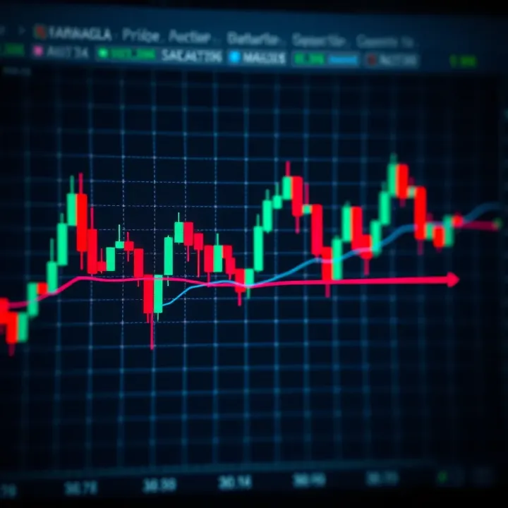 Graph showing price movements with candlestick patterns representing market trends